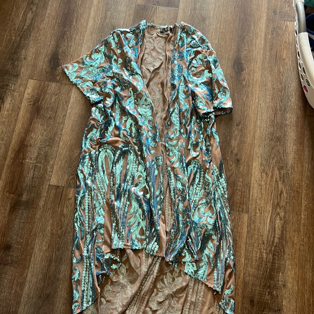 Blue Sequin Duster